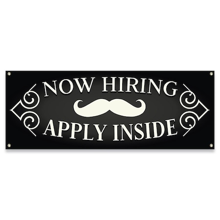 Signmission Now Hiring Apply Inside Barber Shop Banner Concession Stand Food Truck Single Sided B-30108